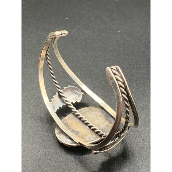 Native Cuff bracelet Mother of Pearl and Turquoise sterling silver bracelet - Picture 6 of 7